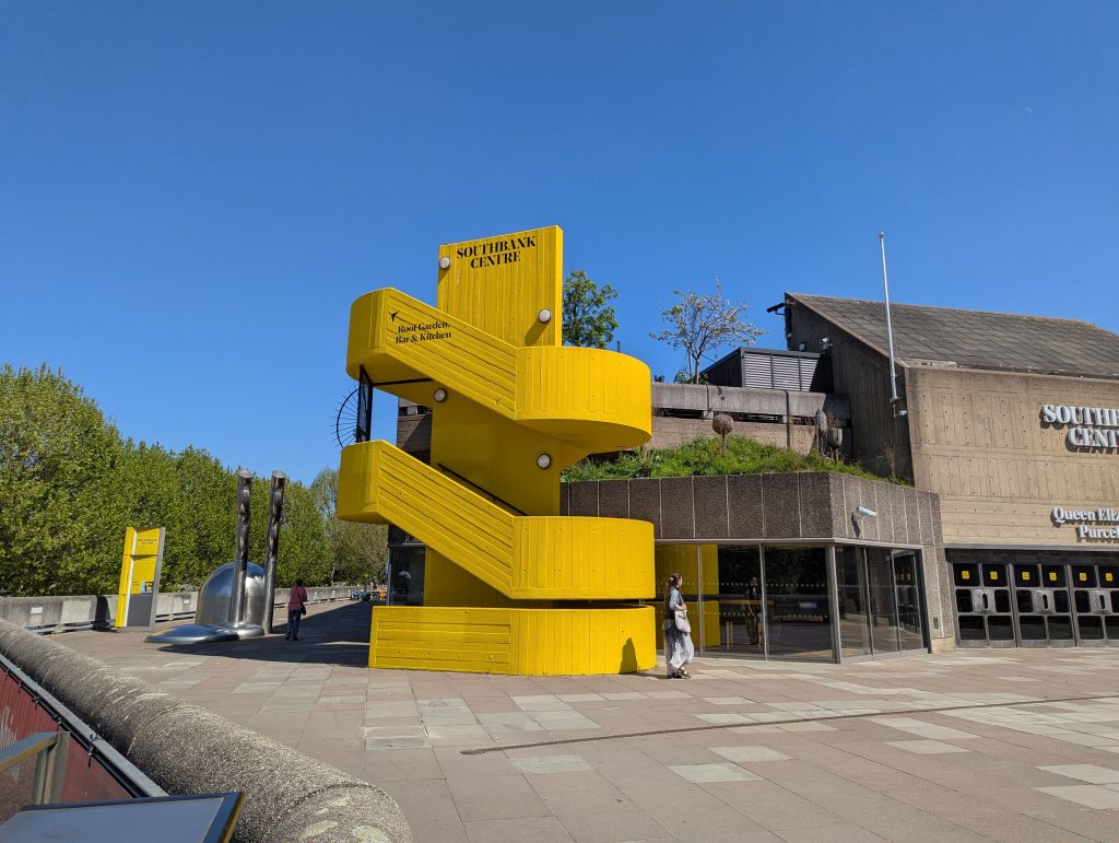Southbank Centre exterior and yellow stairs.