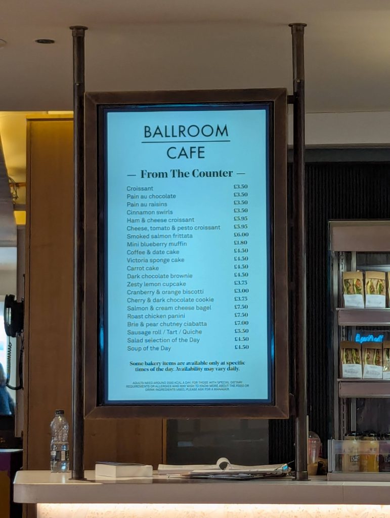 Southbank Centre Ballroom Cafe menu
