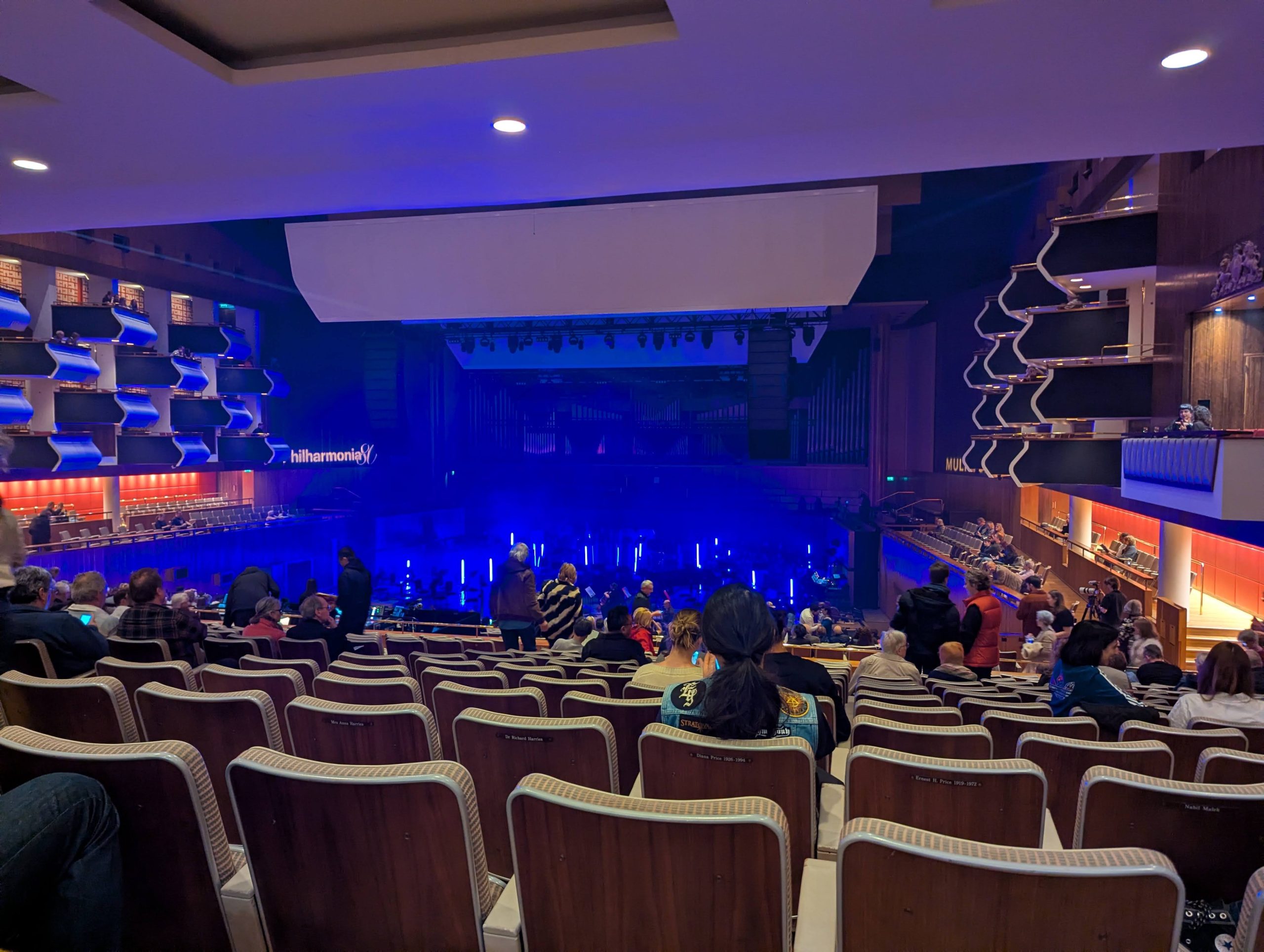 View of Royal Festival Hall stage from rear Stalls.
